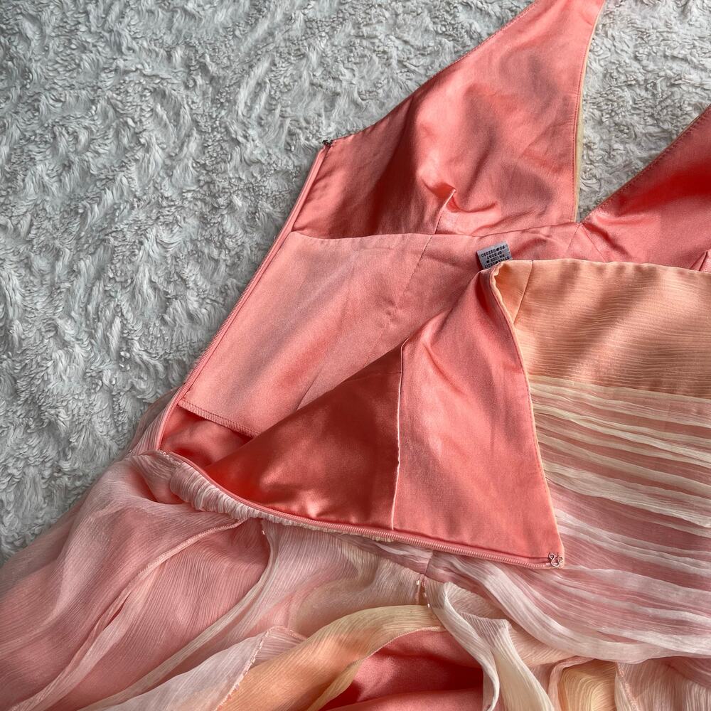 Laundry by Shelli Segal silk beaded halter dress prom cocktail pastel peach 6 - Picture 8 of 15